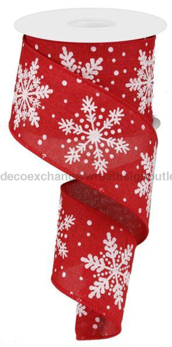 2.5"X10Yd Glittered Snowflakes On Royal Red/White/Silver RG0176324 - DecoExchange