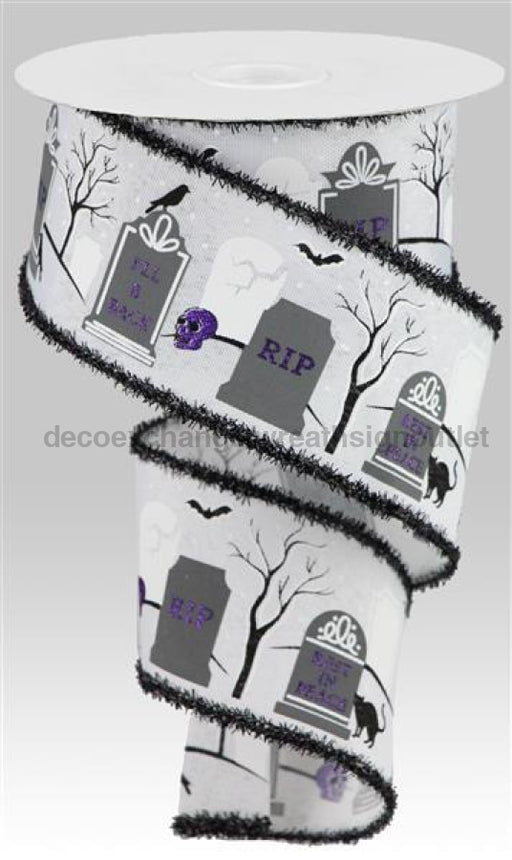 2.5"X10Yd Graveyard/Faux Ryl/Tinsel White/Grey/Black RG0850327 - DecoExchange®