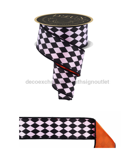 2.5’’X10Yd Harlequin/Fused White/Black/Orange Lx305320 Ribbon