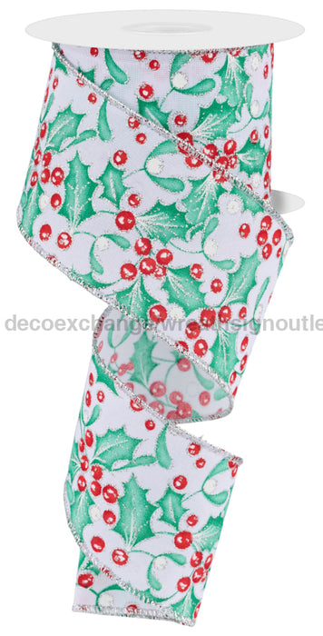 2.5’X10Yd Holly Berry/Mistletoe Wht/Mnt/Jade/Red/Silver Rgf10664W