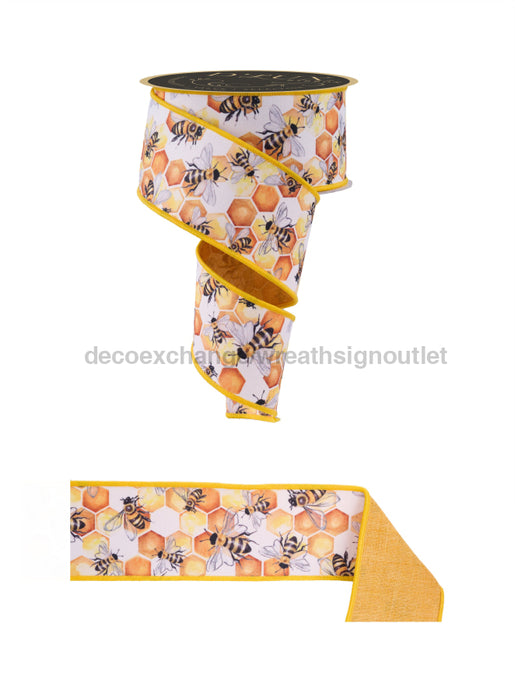 2.5’’X10Yd Honeycomb Bees/Fused Multi Yellow Lx1025 Ribbon