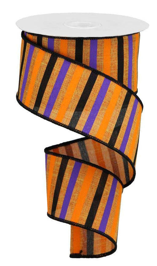 2.5"X10Yd Horizontal Stripe/Royal Talisman/Orange/Purple/Black RGA12145T - DecoExchange