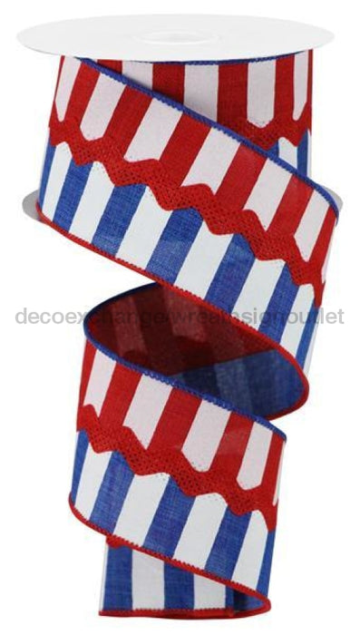 2.5"X10Yd Horizontal Stripe/Royal Ricrac Red/White/Blue RG2078A1 - DecoExchange