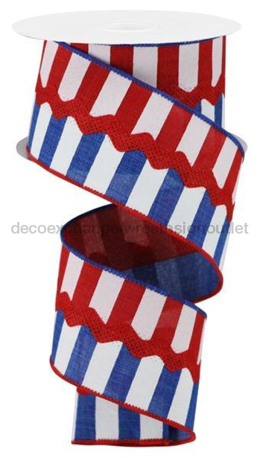 2.5"X10Yd Horizontal Stripe/Royal Ricrac Red/White/Blue RG2078A1 - DecoExchange