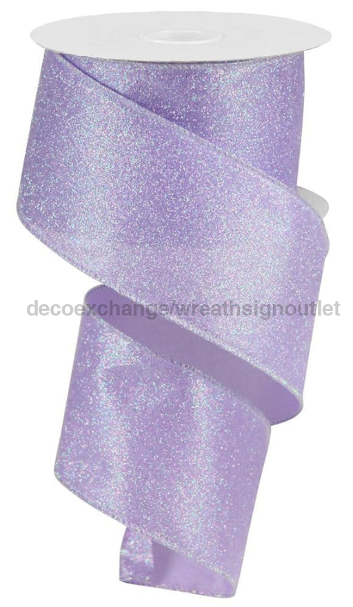 2.5’’X10Yd Iridescent Glitter On Satin Lavender/Iridescent Rga181713 Ribbon