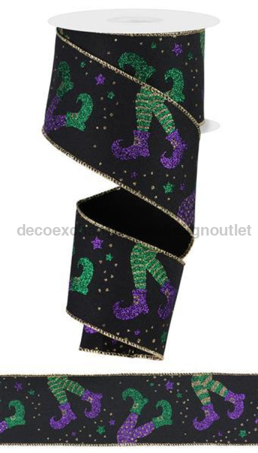 2.5"X10Yd Jester Legs Black/Mardi Gras RGE146402 - DecoExchange®