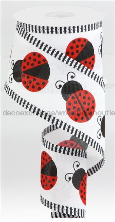 2.5"X10Yd Ladybug/Thin Stripe Black/White/Red RG0882227 - DecoExchange