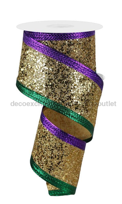 2.5’’X10Yd Large Glitter/Metallic Mardi Gras Rga8815Wy Ribbon