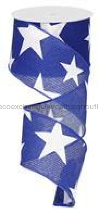 2.5"X10yd Large Stars On Cross  Royal White / Navy RG01269CF - DecoExchange