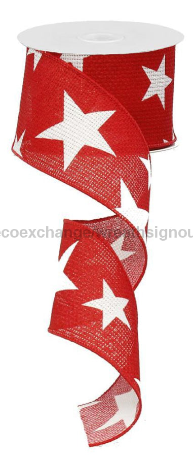 2.5’’X10Yd Large Stars On Cross Royal White/Red RG01269W7 Ribbon