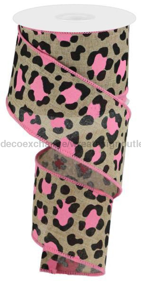 2.5"X10Yd Leopard Print On Royal Lt Beige/Black RGC108201 - DecoExchange