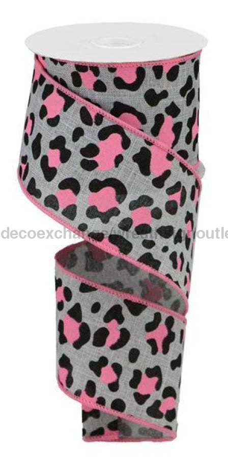 2.5"X10Yd Leopard Print On Royal Lt Grey/Black RGC108210 - DecoExchange