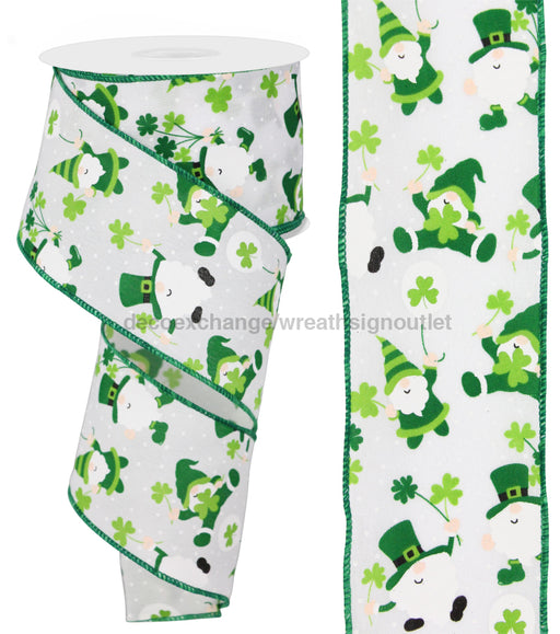 2.5’’X10Yd Leprechauns W/Shamrocks Green/Black/White RGE164727 Ribbon