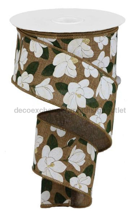 2.5"X10Yd Magnolia On Royal Tan/Ylw/Wht/Grn RGA1320J1 - DecoExchange®