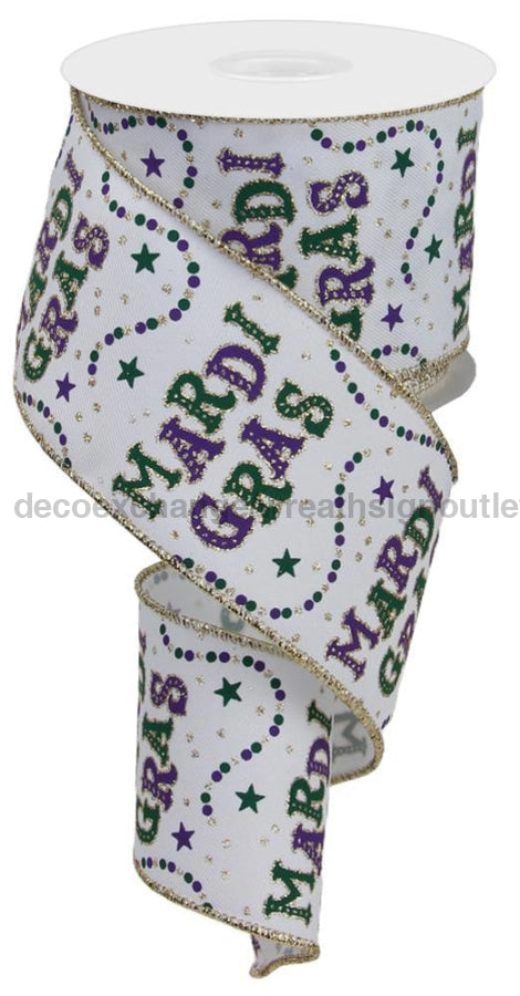 2.5’’X10Yd Mardi Gras/Beads White/Mardi Gras Rge124927 Ribbon