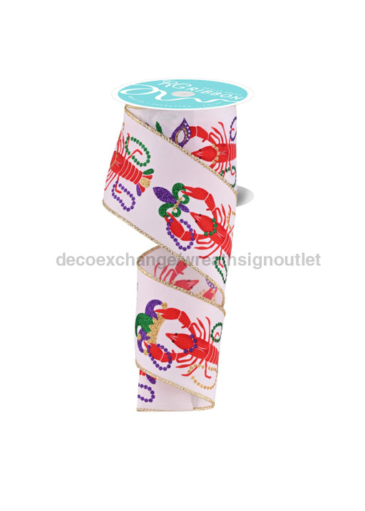 2.5’’X10Yd Mardi Gras Crawfish White/Red/Mardi Rgf117127 Ribbon