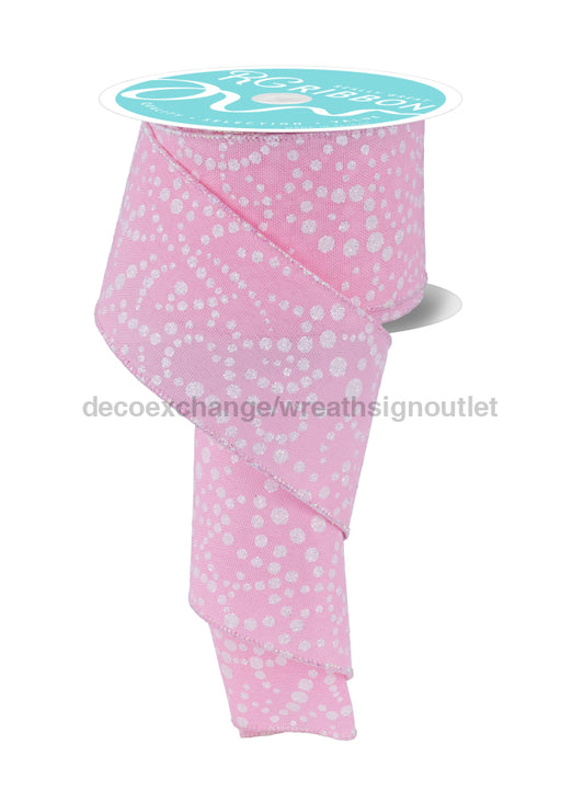 2.5’’X10Yd Mini Glitter Dots Pink/Irid White RGF173122 Ribbon