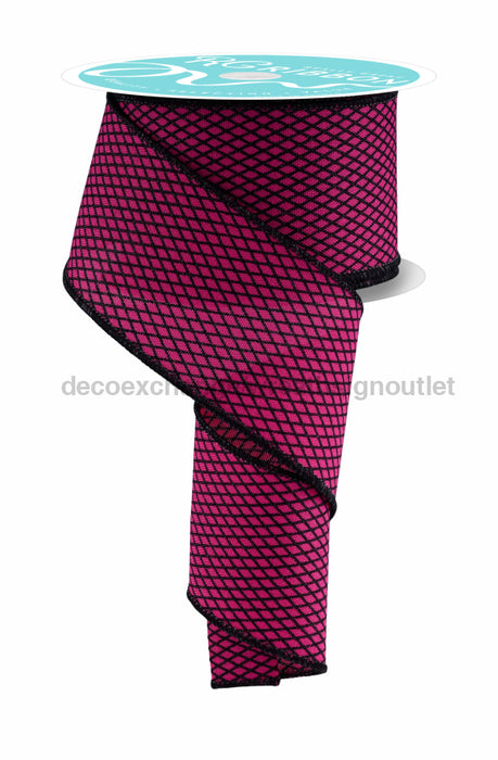 2.5’’X10Yd Mini Harlequin Fuchsia/Black RGF169907 Ribbon