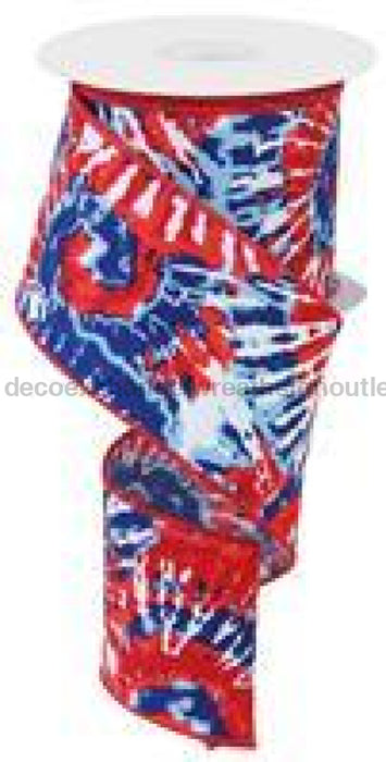 2.5"X10Yd Multi Color Tie Dye/Diagonal Wht/Tt Red/Royal/Lt Blue RGE1235A1 - DecoExchange
