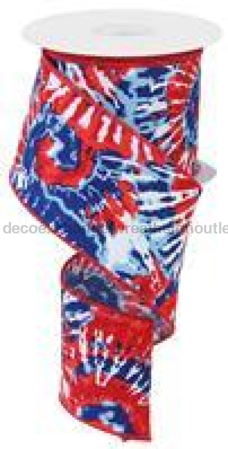 2.5"X10Yd Multi Color Tie Dye/Diagonal Wht/Tt Red/Royal/Lt Blue RGE1235A1 - DecoExchange