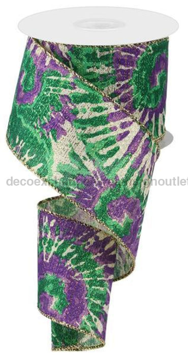 2.5X10Yd Multi Color Tie Dye/Metallic Mardi Gras Rge1238Ap Ribbon