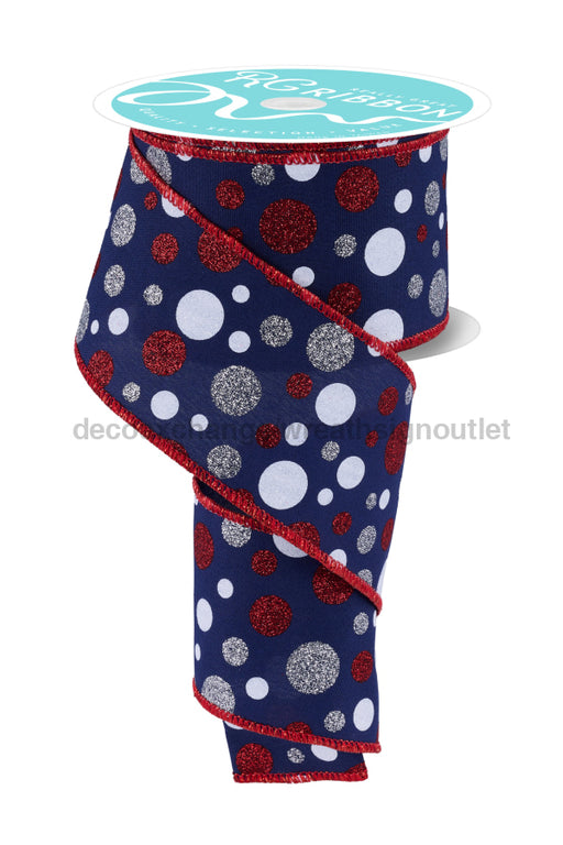 2.5’’X10Yd Multi Polka Dot Navy/Silver/White/Red RGF186519 ribbon