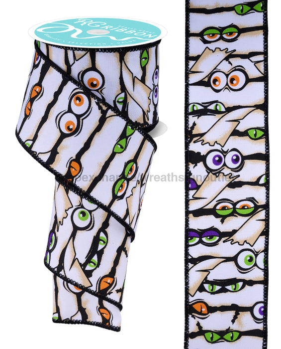 2.5’’X10Yd Mummy Eyes Wht/Blk/Orng/Prpl/Lime RGH1021RT Ribbon