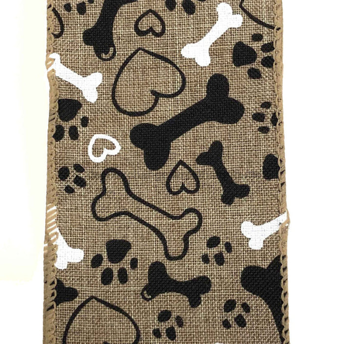 2.5"X10YD NAT LINEN/DOGGIE LOVE Q919640-15 - DecoExchange