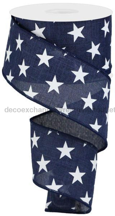 2.5"X10YD Navy Blue/White STARS ON ROYAL RGA111619 - DecoExchange