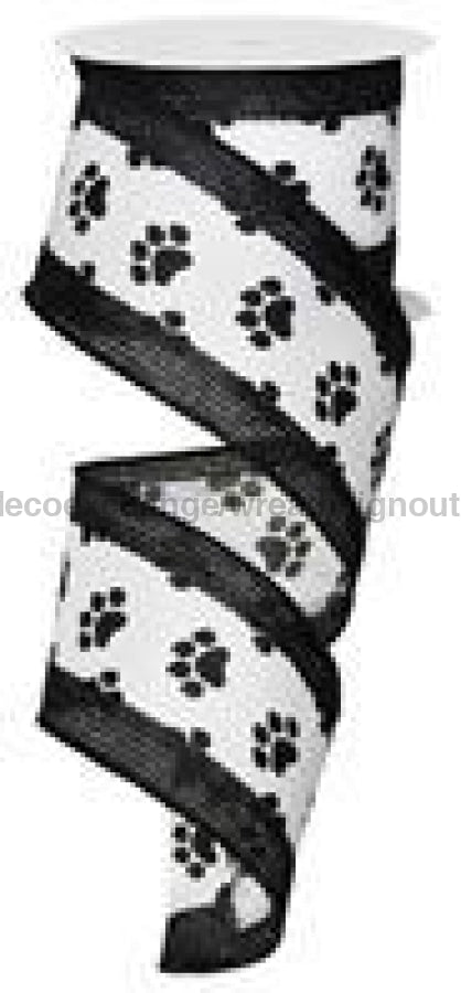 2.5"X10YD PAW PRINT W/CROSS ROYAL Black/White Ribbon RG8445X6 - DecoExchange