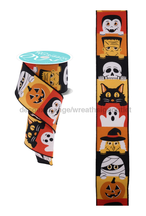 2.5’’X10Yd Peek A Boo Halloween White/Orange/Multi RGF1632TX Ribbon