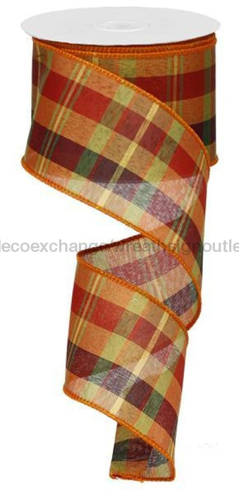 2.5"X10yd Plaid Moss/Red/Burg/Gold/Rust RG01331 - DecoExchange