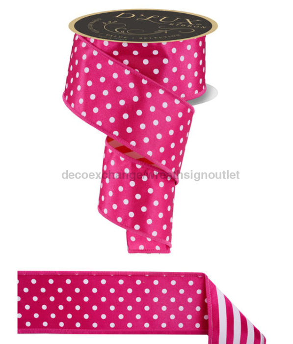 2.5’’X10Yd Polka Dot/Stripe/Fused Hot Pink/White/Orange Lx3062Ja Ribbon