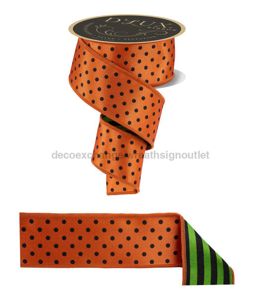 2.5’’X10Yd Polka Dot/Stripe/Fused Orange/Black/Fresh Green LX307120 Ribbon