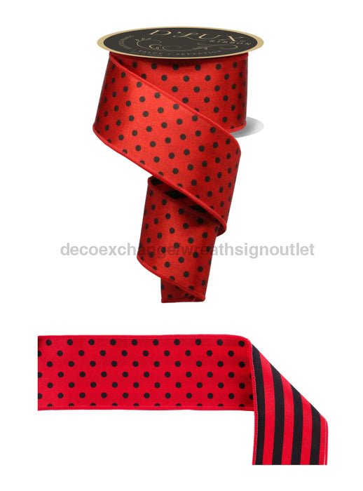 2.5’’X10Yd Polka Dot/Stripe/Fused Red/Black Lx306824 Ribbon