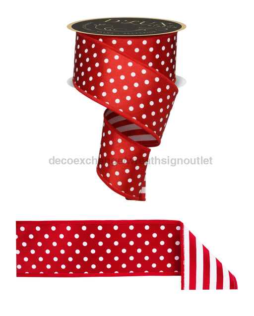 2.5’’X10Yd Polka Dot/Stripe/Fused Red/White Lx305924 Ribbon