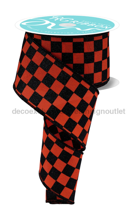 2.5’’X10Yd Print Glitter Check Dk Orange/Black RGH1060P2 Ribbon