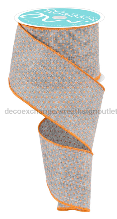 2.5’’X10Yd Raised Swiss Dots On Royal Grey/Orange RGF122110 Ribbon
