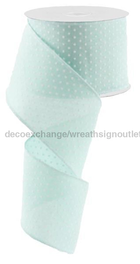 2.5"X10Yd Raised Swiss Dots On Royal Mint Green/White RG01652AN - DecoExchange