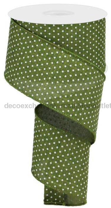 2.5’X10Yd Raised Swiss Dots On Royal Moss Green/White Rg0165244 Ribbon