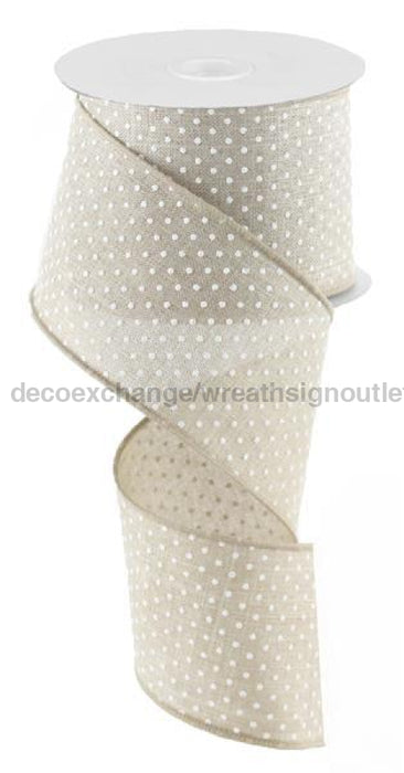 2.5"X10Yd Raised Swiss Dots On Royal Natural/White RG0165218 - DecoExchange