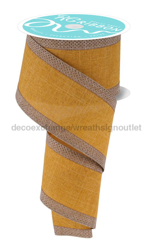 2.5’’X10Yd Royal Burlap Dark Mustard/Natural RGC8276F4 Ribbon