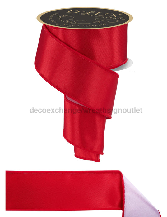 2.5’’X10Yd Satin Fused Red/White Lx4002F3 Ribbon