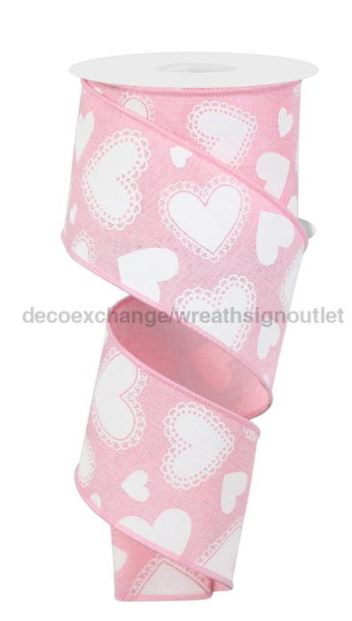 2.5’’X10Yd Scallop Hearts Light Pink Rge172515 Ribbon