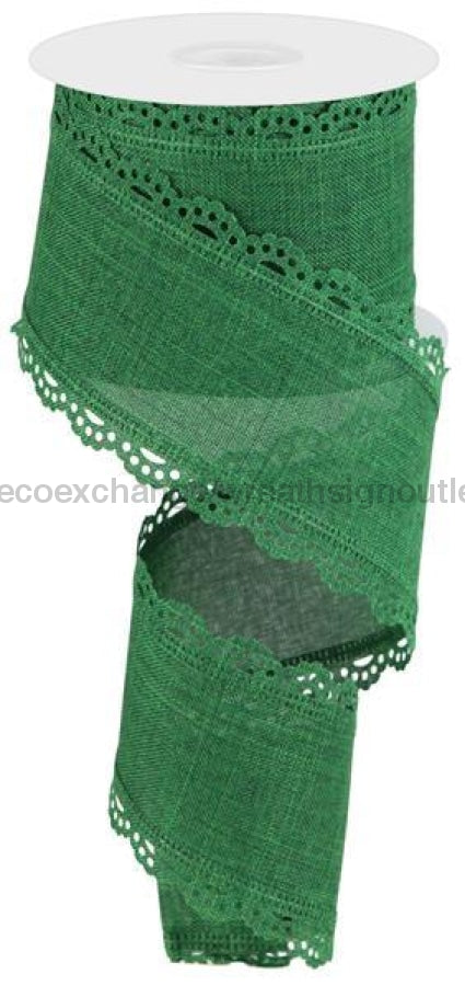 2.5"X10Yd Scalloped Edge Royal Burlap Emerald Green RGC130306 - DecoExchange