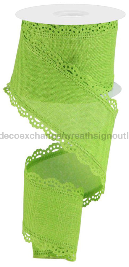 2.5"X10Yd Scalloped Edge Royal Burlap Lime Green RGC130333 - DecoExchange