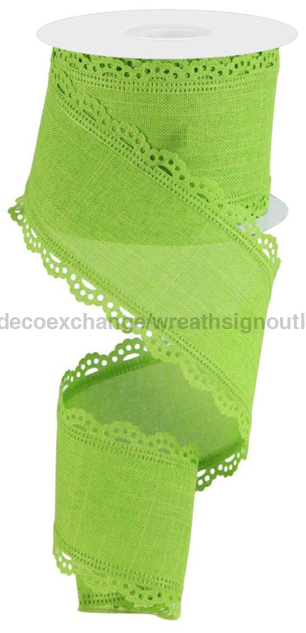 2.5’X10Yd Scalloped Edge Royal Burlap Lime Green Rgc130333 Ribbon