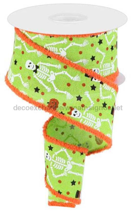 2.5"X10Yd Skeletons/Drift Lime/Orange/White/Black RGA8181E9 - DecoExchange®