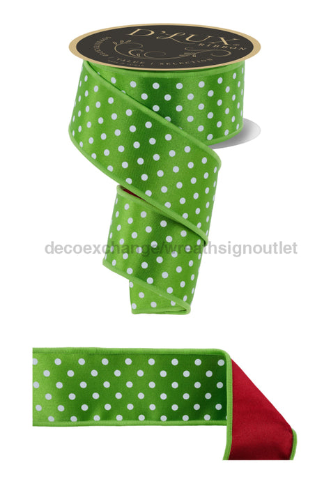 2.5’’X10Yd Small Polka Dot/Fused Fresh Green/White/Red LX303970 ribbon