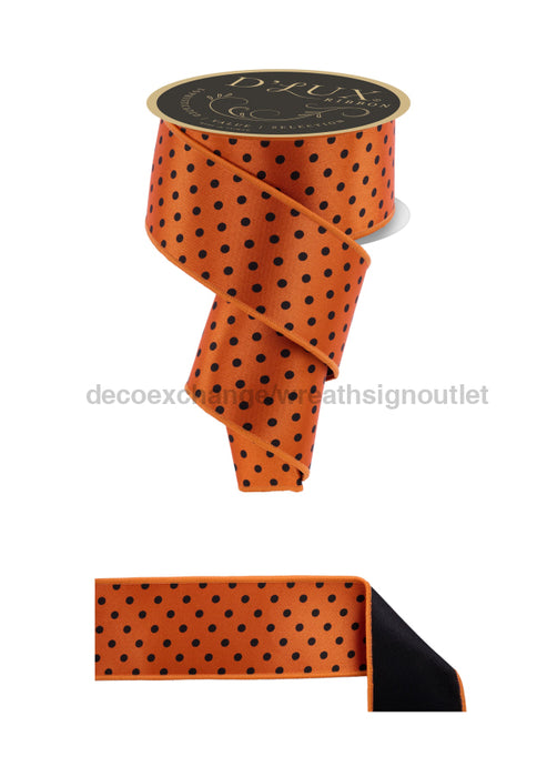 2.5’’X10Yd Small Polka Dot/Fused Orange/Black Lx3051P2 Ribbon
